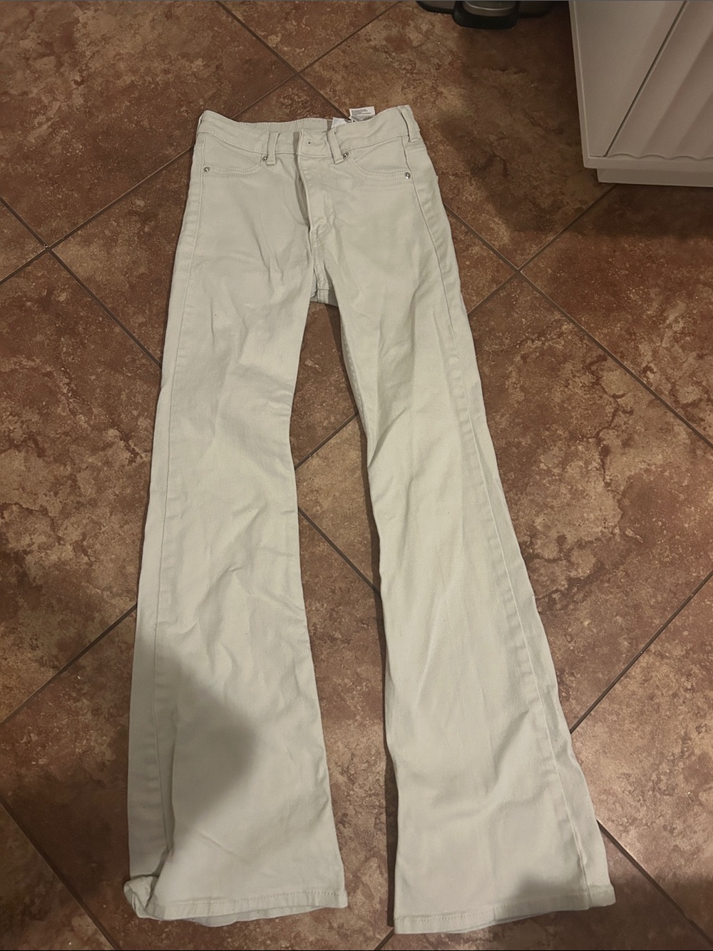 Light Cream Flare skinny Jeans